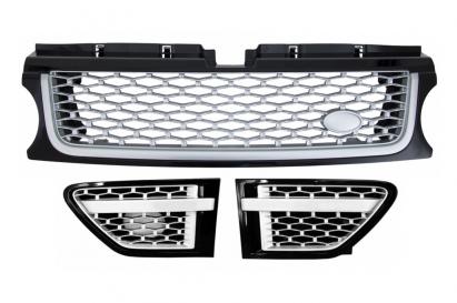 Ansamblu Grila Centrala si Grile Laterale Land Range Rover Sport L320 Facelift (2009-2013) Autobiography Look Negru Argintiu