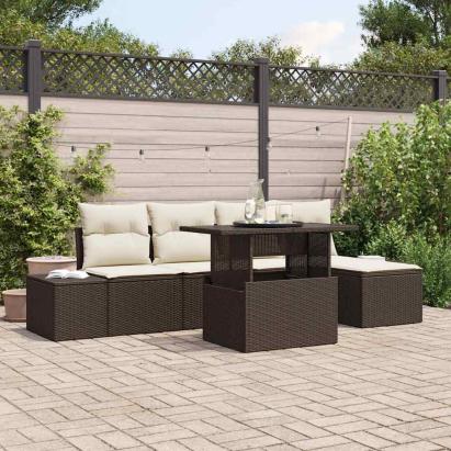 Set de canapele pentru grădină 6 pcs Maro Rattan poli GartenMobel Dekor