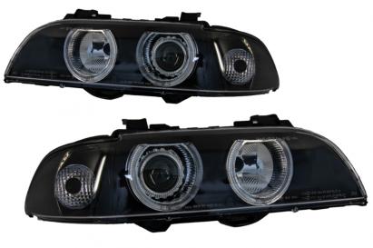 Faruri Angel Eyes BMW Seria 5 E39 Sedan/Touring 1996-2003 Negru Gri