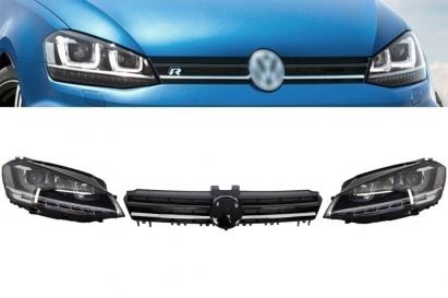 Set faruri LED 3D cu semnal dinamic si grila R Design pentru VW Golf 7