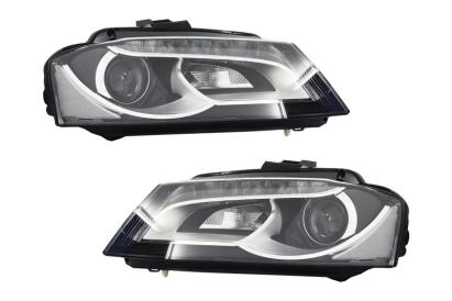 Faruri LED DRL pentru Audi A3 8P/8PA facelift, negre, 2008-2012