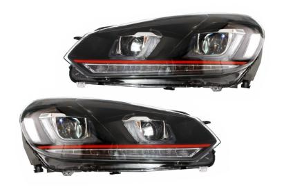 RHD Faruri LED VW Golf 6 VI (2008-2013) Golf 7 U Design Rosu GTI Semnal Dinamic