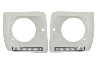 Carcasa faruri alba cu LED DRL pentru Mercedes G-Class W463 1989-2012