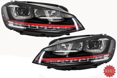 Faruri LED RHD pentru VW Golf 7 VII 2012-2017, GTI Design, semnal dinamic