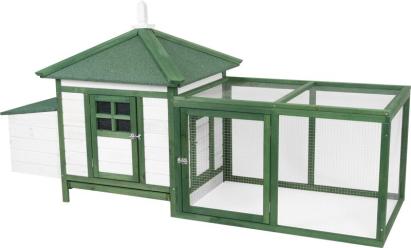 Coteț pentru găini Strend Pro cu acoperiș și țarc, 196x76,5x98 cm