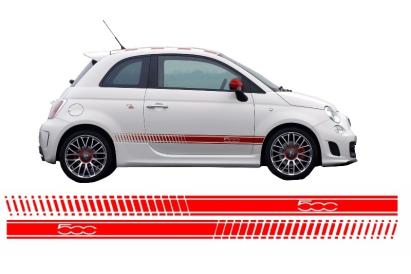 Stickere laterale rosii sport pentru Fiat 500 2007+