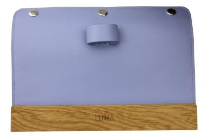 Clapetă interschimbabilă Lemnia Play albastră din piele naturală și lemn