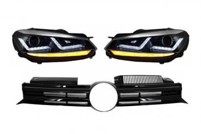 Faruri Osram LED Crom LEDriving Semnal Dinamic si Grila Centrala VW Golf 6 VI (2008-2012) R20 Design