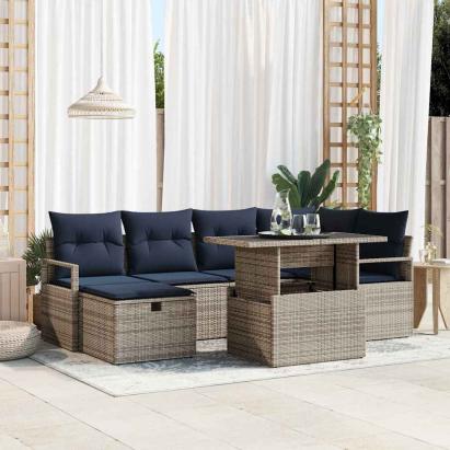 Set de canapele pentru grădină cu pernă 7 pcs poliratan GartenMobel Dekor