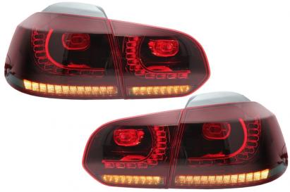 Stopuri Full LED pentru VW Golf 6 VI (2008-2013) R20 Rosu Fumuriu