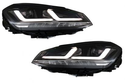 Faruri Full LED Osram negre pentru VW Golf 7 VII 2012-2017