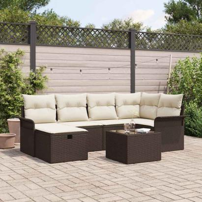 Set de canapele pentru grădină cu pernă 7 pcs Rattan poli GartenMobel Dekor
