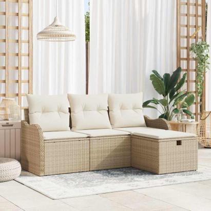 Set de canapele pentru grădină cu pernă 4 pcs Rattan poli GartenMobel Dekor