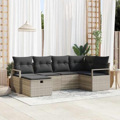 Set de canapele pentru grădină 6 pcs Gri deschis poliratan GartenMobel Dekor