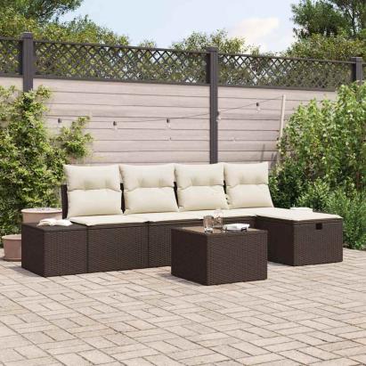 Set de canapea cu pernă 6 pcs poliratan GartenMobel Dekor
