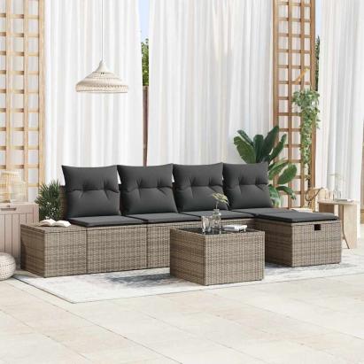 Set de canapea cu pernă 5 pcs poliratan GartenMobel Dekor