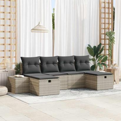 Set de canapele pentru grădină 6 pcs Gri deschis poliratan GartenMobel Dekor