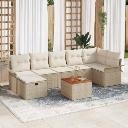 Set de canapele pentru grădină cu pernă 8 pcs Bej Rattan poli GartenMobel Dekor