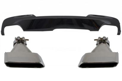 Difuzor aer BMW F10 F11 negru lucios cu ornamente evacuare dubla