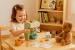 Set cafenea din lemn pentru copii cu espressor si accesorii, multicolor, 20 cm