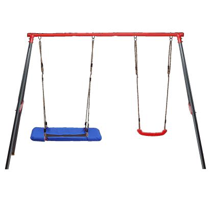 Leagăn de grădină dublu cu scaun și cuib barză, cadru metalic 290x180x200 cm