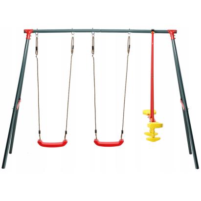 Leagăn de grădină dublu cu 2 scaune și hântă, cadru metalic, 290x180x200 cm