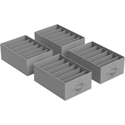 Set 4 organizatoare dulap SONGMICS cu 6 compartimente, pliabile, gri