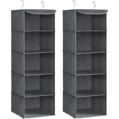 Set 2 organizatoare suspendate pentru dulap Songmics, 5 rafturi, gri