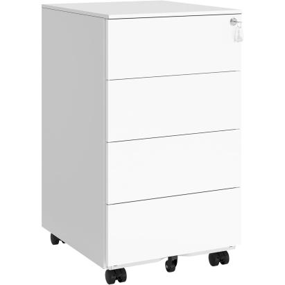Dulap mobil pentru dosare SONGMICS, 4 sertare, incuietoare, alb