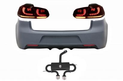 Bara spate VW Golf 6 R20 Look cu evacuare centrala si stopuri Full LED