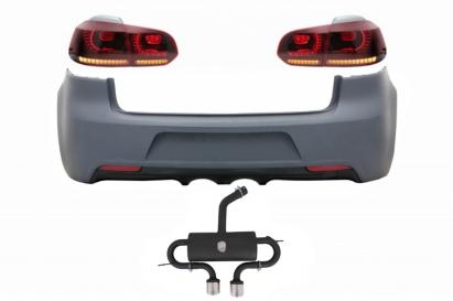 Bara spate VW Golf 6 R20 cu evacuare dubla si stopuri Full LED