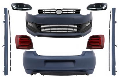 Pachet Exterior cu Faruri si Stopuri VW Polo 6R 6C (2009-2017) R-Line Design Semnal Dinamic