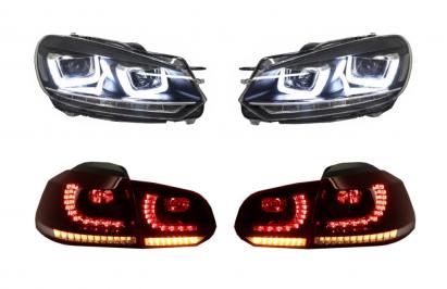 Set faruri si stopuri LED pentru VW Golf 6, R20 U Design, semnal dinamic