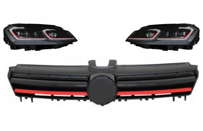 Faruri LED pentru VW Golf 7 2012-2017 GTI Design cu grilă centrală