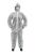 Combinezon alb din 100% polipropilena cu gluga, de unica folosinta, inchidere cu fermoar, mansete elastice, marimea M/L