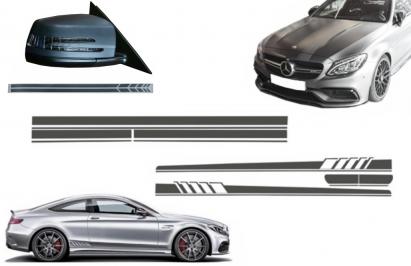 Set stickere gri inchis Mercedes C205 Coupe A205 Cabriolet A45 Design