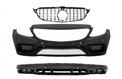 Bara fata cu grila si difuzor Mercedes C-Class W205/S205 2014-2018 C63 Design