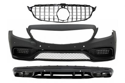 Bara fata Mercedes C-Class W205 S205 2014-2018 cu grila si difuzor C63 Design