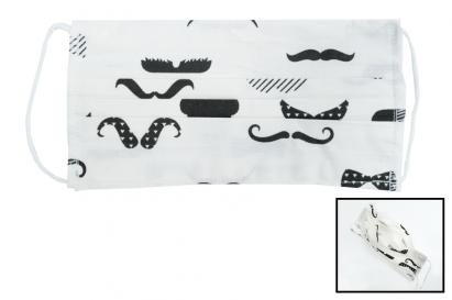 Pachet 5 masti de protectie albe cu mustati cu pliuri din bumbac 100% + 5 Filtre PPS de 330