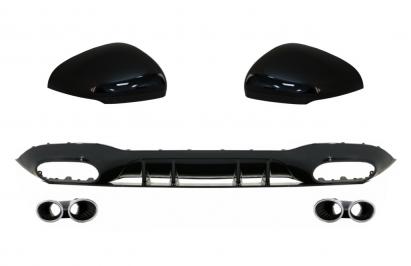 Difuzor Bara Spate cu  Evacuari Crom si Capace Oglinzi Mercedes A-Class V177 Sedan (09.2018-2022)