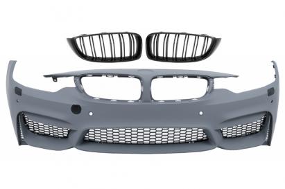 Bara Fata cu Grile Negru Lucios BMW Seria 4 F32 Coupe F33 Cabrio F36 Gran Coupe (2013-2017) M4 Design