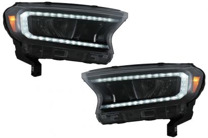 Faruri LED Light Bar pentru Ford Ranger 2015-2020 LHD, Negre, Semnal Dinamic