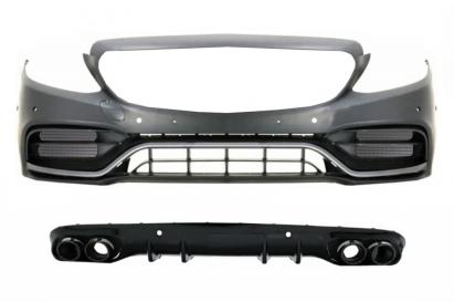 Kit bara fata si difuzor spate Mercedes C-Class C205 A205 2014-2019 negru