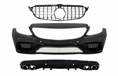 Bara fata Mercedes C-Class W205 S205 C63 Design cu grila crom si difuzor