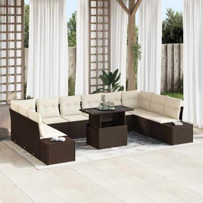 Set de canapele pentru grădină 11 pcs Maro Rattan poli GartenMobel Dekor