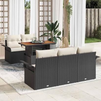 Set de canapele pentru grădină 6 pcs Negru Rattan poli GartenMobel Dekor