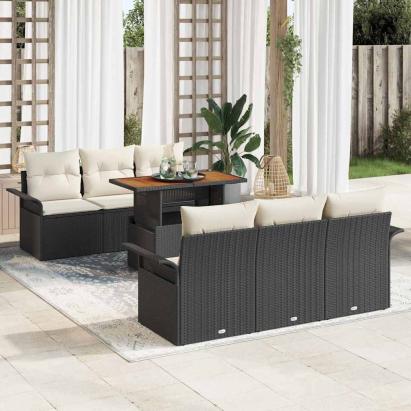 Set de canapele pentru grădină 7 pcs Negru Rattan poli GartenMobel Dekor