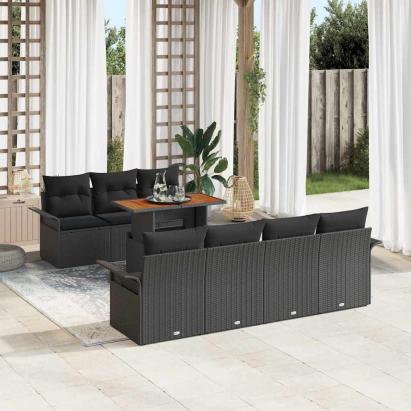 Set de canapele pentru grădină 8 pcs Negru Rattan poli GartenMobel Dekor