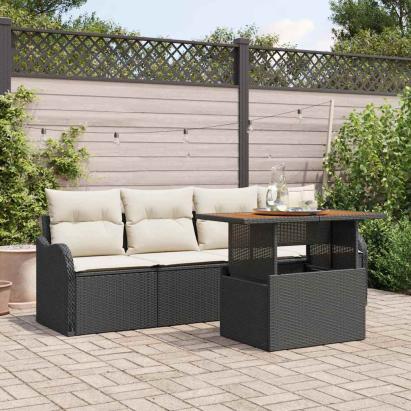 Set de canapele pentru grădină 5 pcs Negru poliratan GartenMobel Dekor