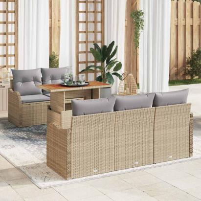 Set de canapele pentru grădină 6 pcs Bej Rattan poli GartenMobel Dekor